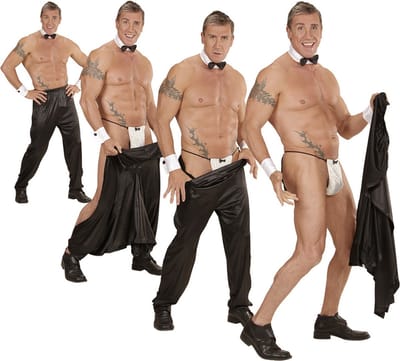 Widmann Stripper broek - heren - zwart - klittenband sluiting - Carnaval - vrijgezellenfeest - chippendales M/L