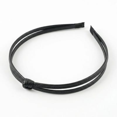 Zwarte haarband – dames haar accessoire – minimalistische hoofdband met knoop detail – slanke dubbele band – kunststof basis – geschikt voor dagelijks gebruik
