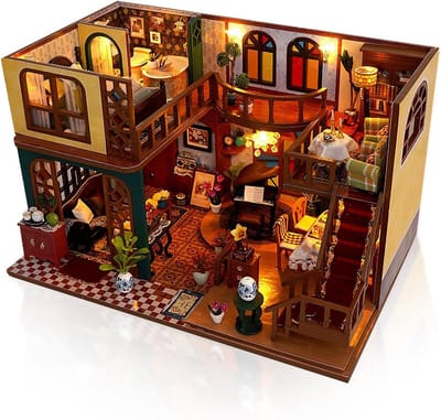Miniatuur Poppenhuis - Houten Huisje Bouwpakket - Hobby en Decoratie - Met LED Verlichting