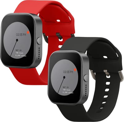 kwmobile 2x horlogebandjes geschikt voor CMF by Nothing Watch Pro (D395) bandje - Smartwatch bandjes van TPU - Activity tracker horloge band in zwart / rood