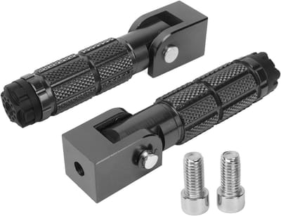 2 Stuks Vouwbare Voetsteunen voor Motoren, Aluminium Antislip Passagierspedaal met 8mm Bevestigingsbouten, Universeel voor Fietsen, ATV en Go-Karts (Zwart met Verstelbare Band)