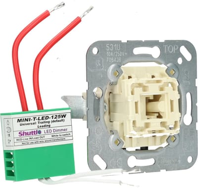 JUNG set impulsdrukker + shuttle dimmer LED/halogeen 125W (2700317240-125W) - drukcontact