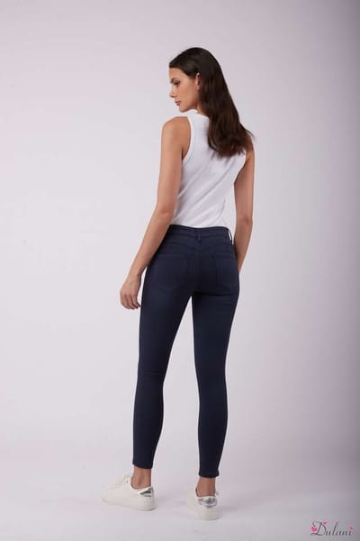 Broek Toxik3 medium hoge taille skinny push-up donkerblauw