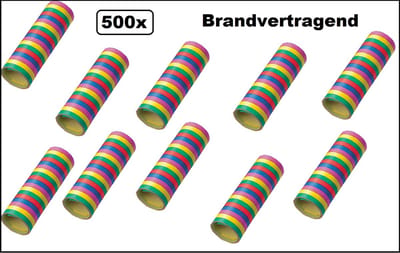 500x Brandvertragende Serpentine rollen gekleurd - Groot verpakking - papier - Brand vertragend Versiering Carnaval Decoratie Optocht Serpetine Feest