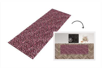 Keukenloper - Loper keuken - Panter - Roze - Dierenprint - Patronen - 150x50 cm - Keukenloper vinyl