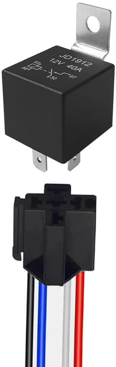 Dailygoody - 4 Pin Auto Relais - 12V 40A - Voorbedraad met Stopcontact - Zwart - Automotive Relais - Betrouwbaarheid en Kwaliteit - Geschikt voor Auto