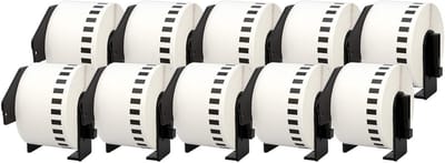 10x Continue Lengte Tapes 50mm x 30.48m voor Labelprinters - Zwart op Wit