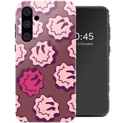 Selencia Hoesje - Geschikt voor Samsung Galaxy A55 (5G) - Backcover - Wavy Smiley Pink