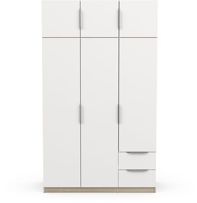 Kledingkast Spectre 120cm 6 deuren & 2 lades - mat wit/eik