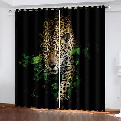 Dier Wolf Cheetah Luipaard Raamgordijn Keuken Slaapkamer Decoratieve Gordijn Paneel Gordijnen voor Woonkamer 100W160H(CM)40x63in&Grommet Top