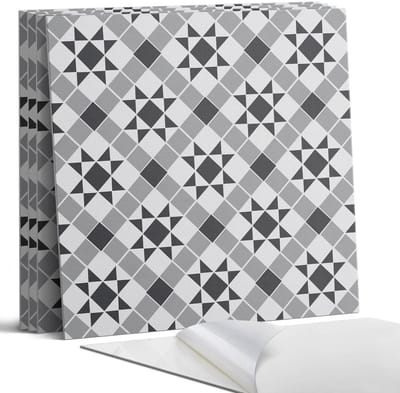Coloray Wandpanelen Zelfklevend - Geometrisch patroon met sterren Zelfklevende Wandpanelen - 50 cm x 50 cm - Grijs Wandpaneel PVC - 4 stuks - Mozaïeken Wandpanelen Zelfklevend - Wandpanelen Keuken - Wandpaneel Badkamer
