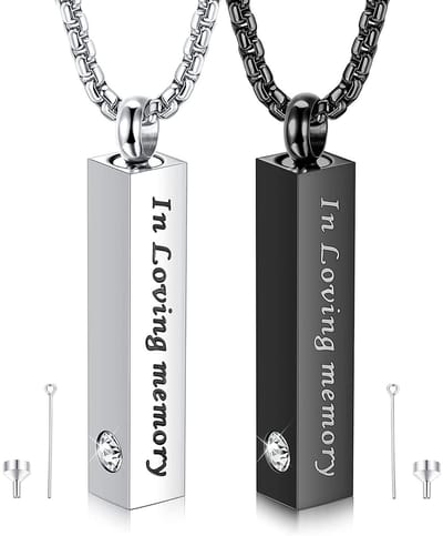Dailygoody - Urn Ketting - As Sieraden - Herinnering aan geliefden - Zilver Zwart - Medaillon voor As - Perfecte Crematie Urn voor Mannen - Onmisbaar
