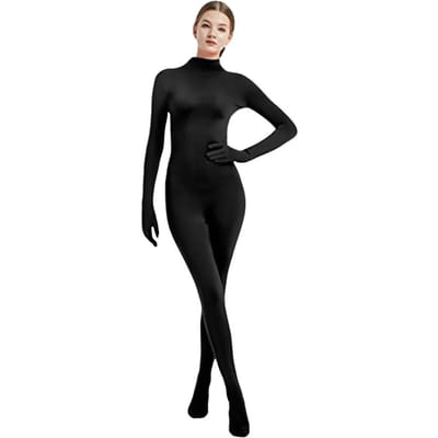 Volledig Lichaam Zentai Pak voor Volwassenen Dames Spandex Tweede Huid Strakke Pakken Halloween Feest Cosplay Kostuum Effen Kleur 120 zwart