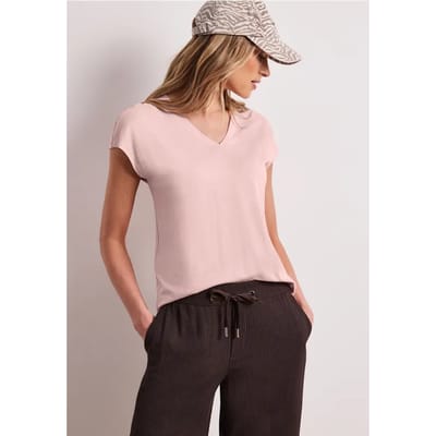 Shirt met overhangende schouders en V-hals