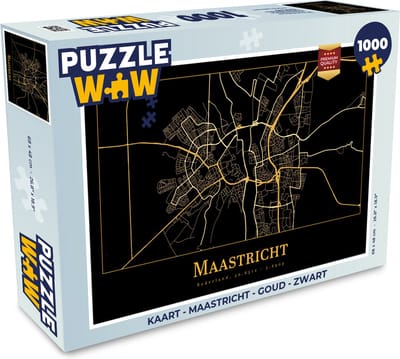 Puzzel Kaart - Maastricht - Goud - Zwart - Legpuzzel - Puzzel 1000 stukjes volwassenen