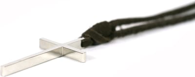 IbizaMen - veter bruin leer vintage - rvs kruis - verstelbaar in nek - 40-80cm