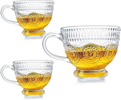 Set van 2 Grote Transparante Koffiekoppen voor Ontbijt - Ideaal voor Melk, Thee en Cappuccino - 400ml Inhoud
