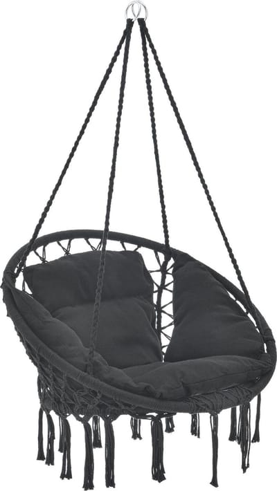 Hangstoel Kailua met kussen katoen max 150 kg zwart