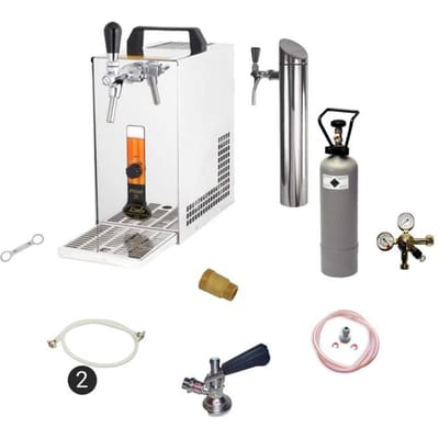 Complete Set - Biertap PYGMY 25, 1-kraans, 35 liter/uur - met Fustkoppeling Type D - Droogkoeler - Thuistap - Bierkoeler