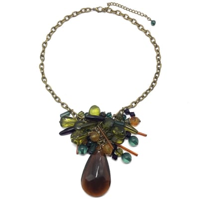 Behave - Ketting bruin groen goud kleur - Vintage design met hanger - 40 cm