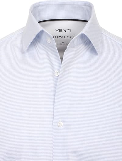 Venti Jerseyflex Overhemd Blauw Gewerkt Modern Fit - XXL