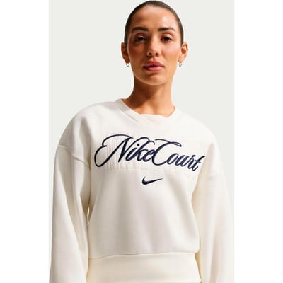 Nike Court Fleece Crew Sweatshirt Dames-crème, donkerblauw