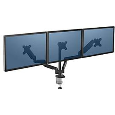 Fellowes Platinum driedubbele monitorarm, tot 27" breedte, VESA, roteren/zwenken/kantelen, in hoogte & diepte verstelbaar, zwart