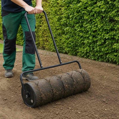 vidaXL - Trekbare - Tuinrol - met - Aerator - Klemmen - Ø - 30 - x - 90 - cm - Staal