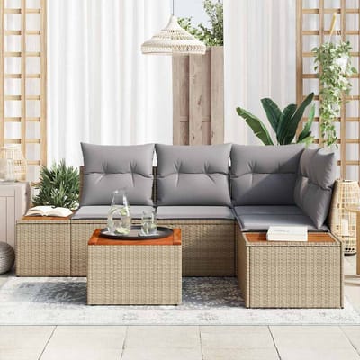 vidaXL - Tuinbank - Set - 4 - st - 4-Aantal - zitplaatsen - Beige - en - Lichtgrijs