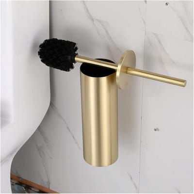 Toiletborstelhouder - Badkamer Accessoire - Netjes Opbergen - Wandmontage - Roestvrij Staal - Geborsteld Goud