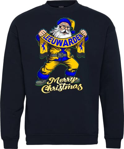 Kersttrui Kerstman Leeuwarden | Foute Kersttrui Dames Heren | Kerstcadeau | Cambuur supporter | Navy | maat XS