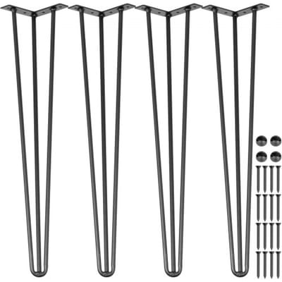 VEVOR Haarspeld Tafelpoten Hoogte 45,7 Cm Meubilair metalen Tafelpoten 3 Staven Bureaupoten Staal, Meubelpoten Hairpin Set Van 4 voor Bijzettafels, Banktafels, Houten Banken, Hoge Stoelen, Bartafels