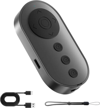 Bluetooth afstandsbediening, afstandsbediening, afstandsbediening voor mobiele telefoon, zelfontspanner, bluetooth remote control voor foto's/video's, videoscrolling, e-book-zijwel, oplaadbaar