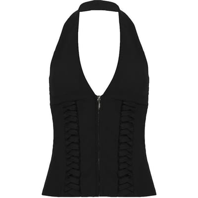 Gilet de cou pour femme avec sangle à la taille Gilet sculptant pour le corps à fines bretelles Top temperament Spice Girl Été L