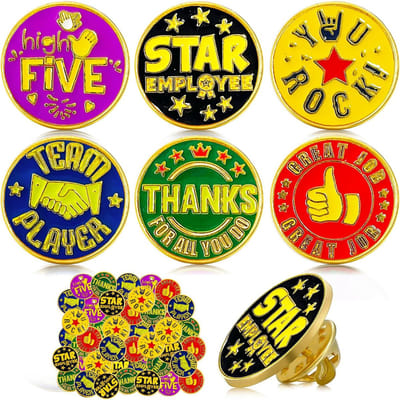 Erkenning Pins - Waarderingspinnen - Werknemers Belonen - Duurzame Emaille Afwerking - 48 Stuks - Goudkleurig