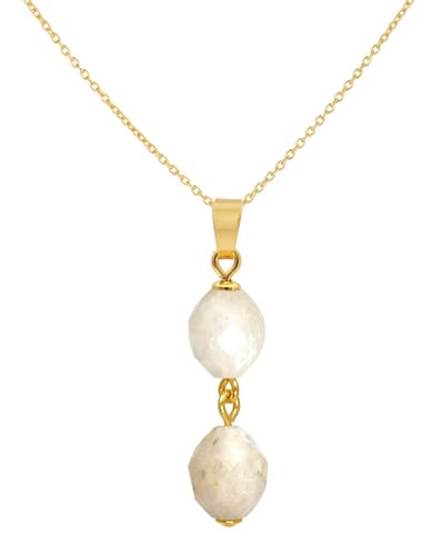 ARLIZI 2458 Ketting wit beige jade kralen hanger - verguld - 44 cm