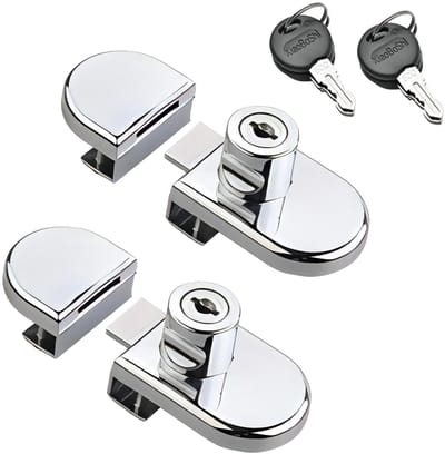 Dailygoods- Kastslot 2 Stuks - Glazen Kastslot - Geschikt voor Glasdikte 5-8mm - Sleutel Alike - Zinklegering - Roestvrij en Duurzaam - Glazen Slot