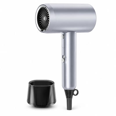 Hogesnelheidsföhn - zilver H01 - 2000 W warme en koude lucht met negatieve ionen - voor thuis, studentenkamer en salon - enkel concentratormondstuk