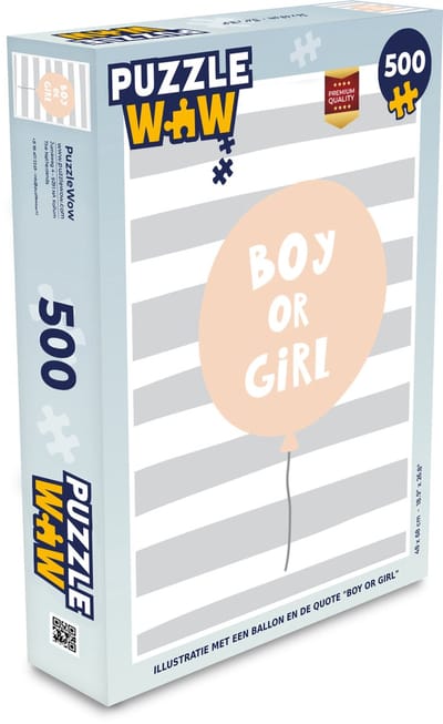 Puzzel Illustratie met een ballon en de quote "Boy or girl" - Legpuzzel - Puzzel 500 stukjes