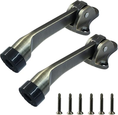 2x Kickdown Deurstopper Brons - Rubberen Bumper - Zinklegering Deurvastzetter voor Binnen en Garage