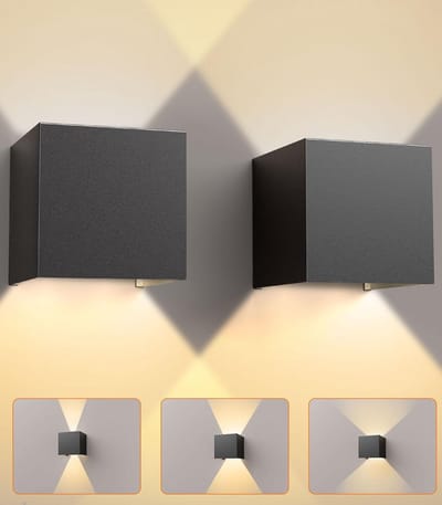 Set van 2 Led Wandlampen Buiten en Binnen - 12W Warmwit 3000K - Instelbare Lichtbundel - IP65 Waterdicht Antraciet