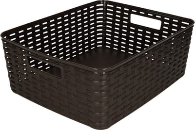 PlasticForte Opbergmand - Kastmand - rotan kunststof - donkerbruin - 12 Liter - 30 x 37 x 13 cm