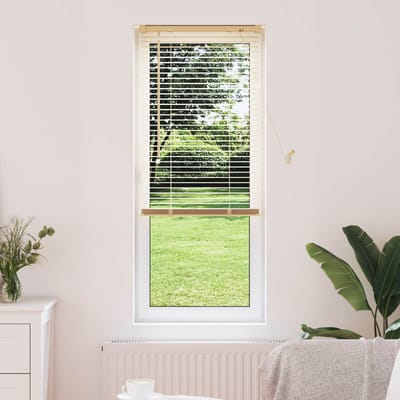 vidaXL - Venetiaanse - jaloezie - Lichtbruin - met - Patroon - 150 - x - 40 - cm - 25 - mm