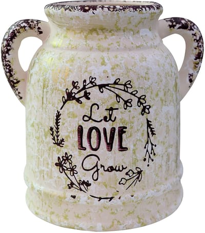 Dailygoods - Rustieke Keramische Vaas - Vintage Melkkan voor Bloemen