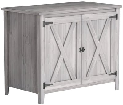 Tuinkast Hout - Buitenkast - Opbergkasten - Tuinhuis - Tuinschuur - Gereedschapskast - Tuinberging - Weerbestendig - voor Buiten, Tuin & Balkon - Lichtgrijs - 110x60x88,5cm