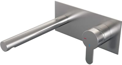 Brauer Brushed Edition Inbouw Wastafelmengkraan met Rechte Uitloop en Afdekplaat Model D1 RVS Geborsteld PVD