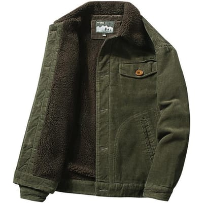 Corduroy Heren Gewatteerde Jas met Fleece en Verdikte Gewatteerde Jas Top, Casual Warme Gewatteerde Jas. 3XL gray