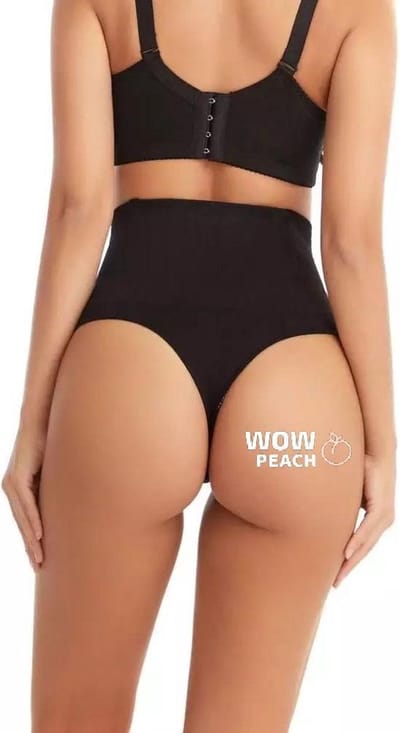 Wow Peach String Shaper Zwart Maat M | Thong Shaper | Corrigerend string |Onzichtbare string | String met hoge taille |Shape wear |High waist string |Dames |Correctie ondergoed|Naadloos string |seamless thong |Afslank