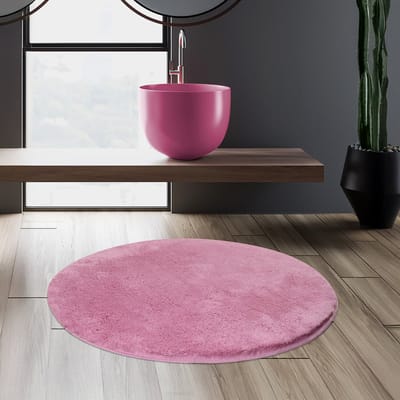 Bosdela Badkamermatten Ø90 cm Lila Wasbare, zachte en comfortabele badmatten - toiletmat + badmat - slaapkamerkleed - kinderkamerkleed, geschikt voor elke ruimte.