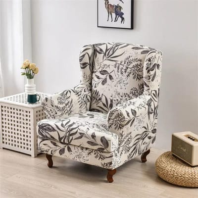 Bladeren Bedrukte Vleugelstoelhoes Stretch Spandex Bankhoezen Elastische Fauteuilhoezen Antislip Bankovertrek Meubelbeschermer